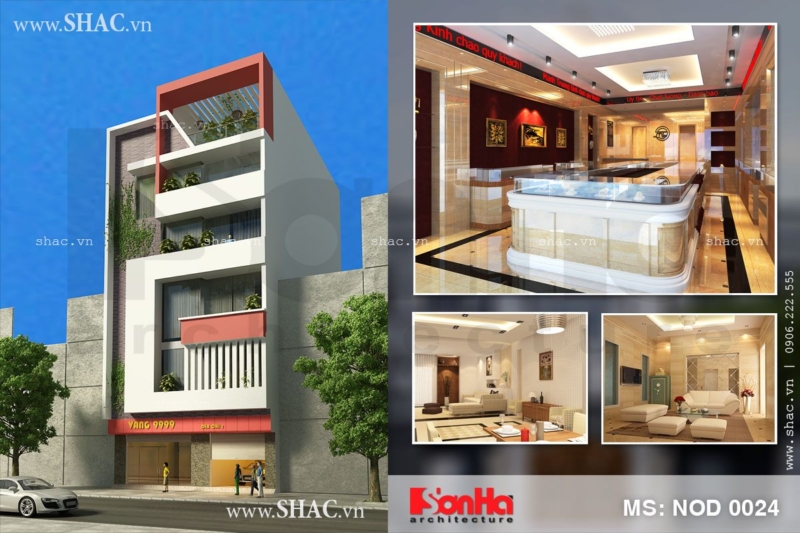 Thiết kế nhà phố kết hợp kinh doanh 6 tầng