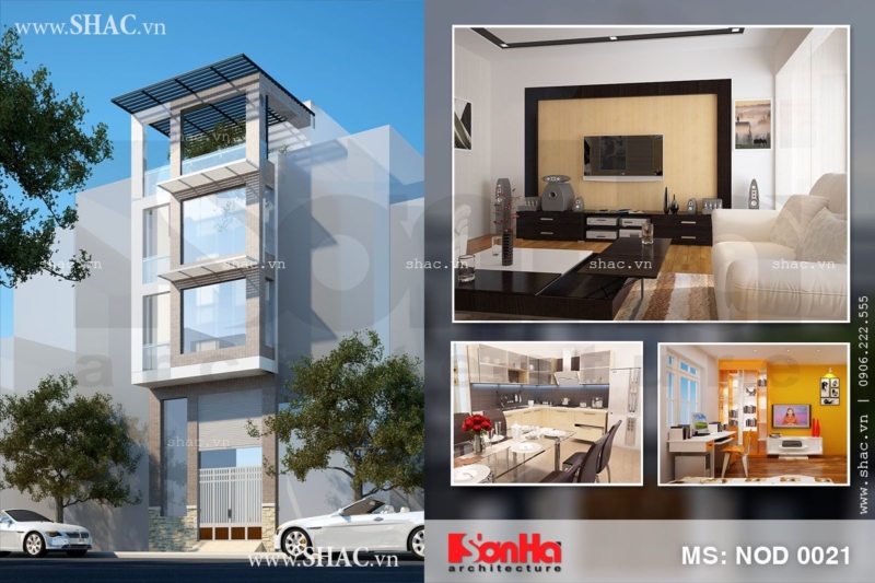 Thiết kế nhà phố phong cách hiện đại 4 tầng