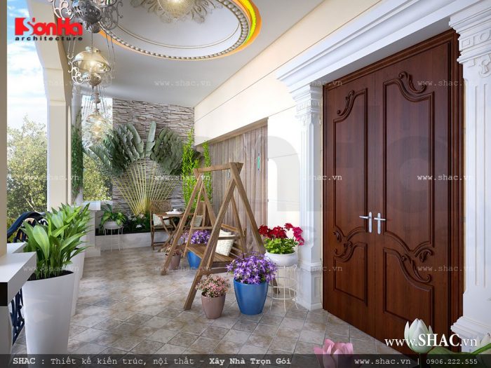 Tiểu cảnh tầng 5 của nhà ống