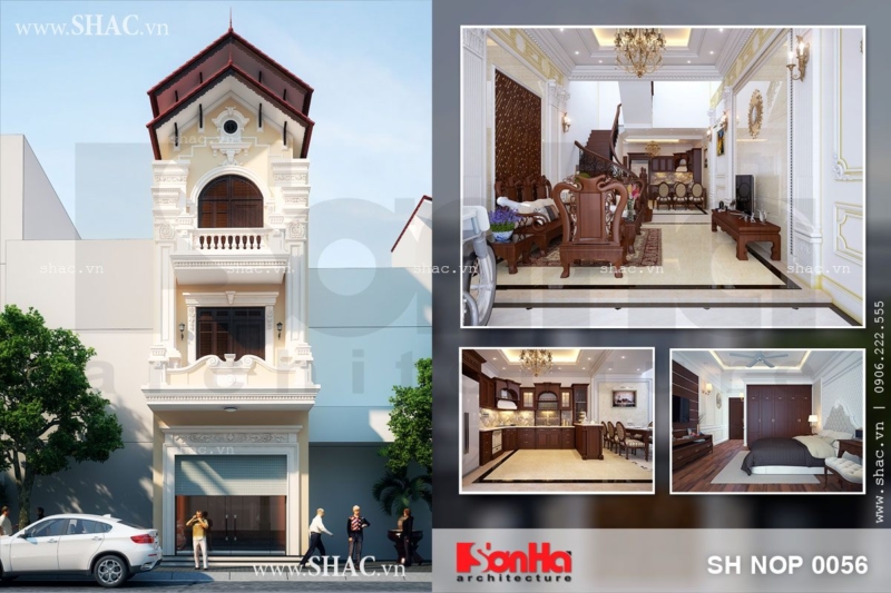 Nhà phố 3 tầng kiểu Pháp