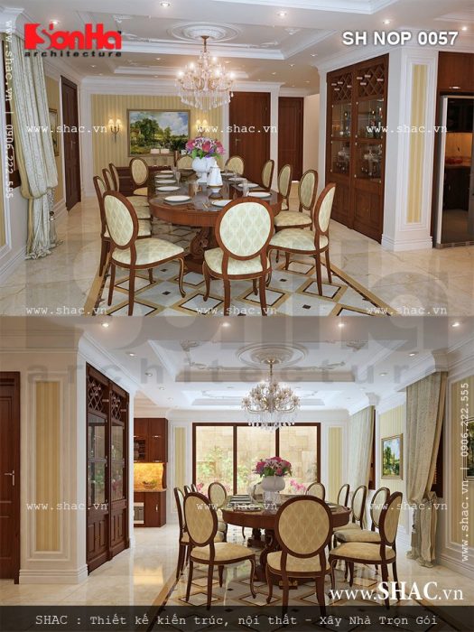 Phòng ăn rộng và sang trọng