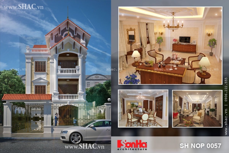 Nhà phố 3 tầng kiểu Pháp