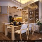 Phòng ăn ấm cúng phong cách hiện đại cũng gây ấn tượng không kém