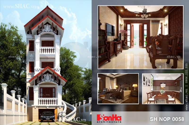 Nhà phố 4 tầng kiến trúc Pháp