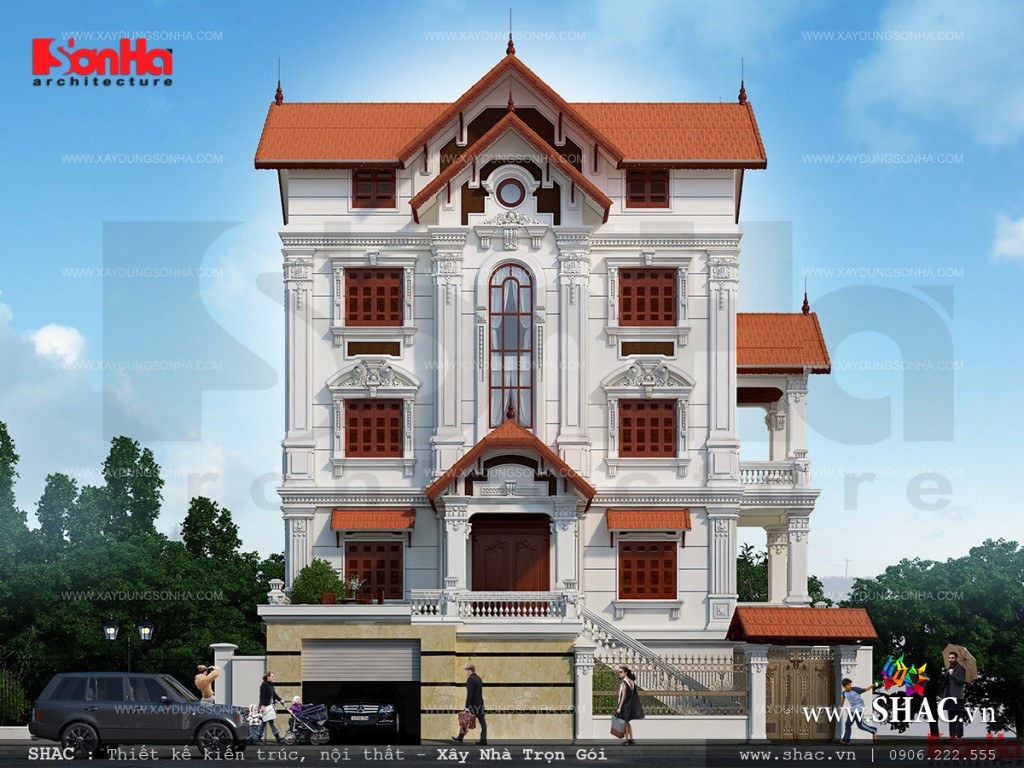 Ngôi biệt thự có kiến trúc 5 tầng kiểu pháp