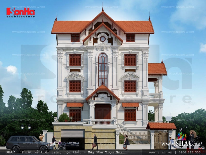 Ngôi biệt thự có kiến trúc 5 tầng kiểu pháp