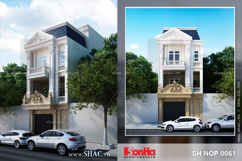 Nhà phố 3 tầng phong cách tân cổ điển đẹp
