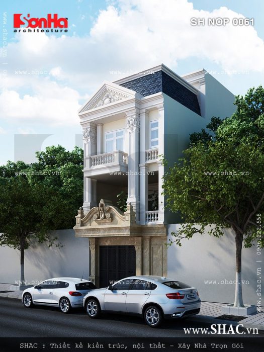 Nhà phố kiến trúc Pháp 3 tầng đẹp từ mọi góc view