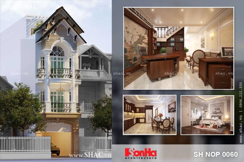 Nhà phố kiến trúc Pháp 3 tầng rưỡi