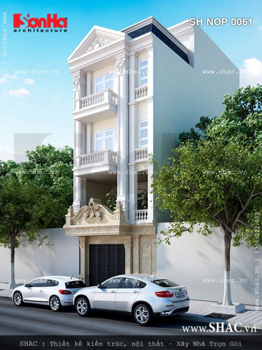 Nhà phố kiến trúc pháp 4 tầng đẹp