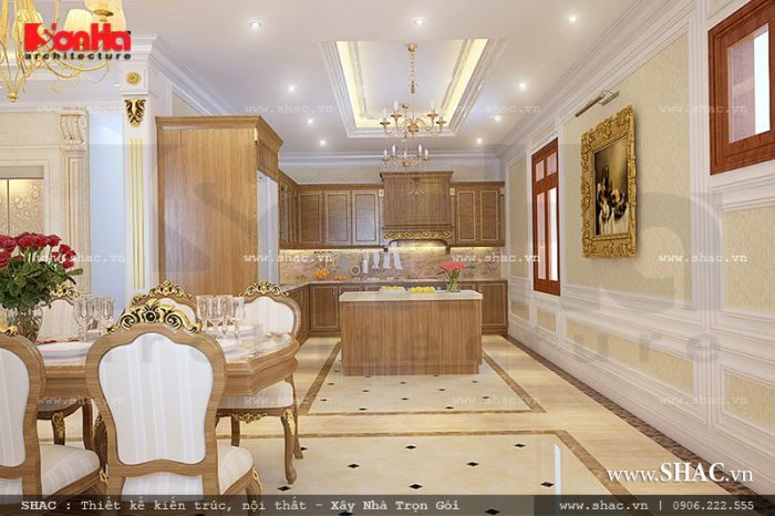 Nội thất bếp ăn bằng gỗ sang trọng