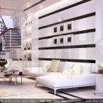 Phòng khách với 2 gam màu trắng đen