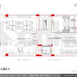Bản vẽ mặt bằng công năng lầu 1 của nhà ống