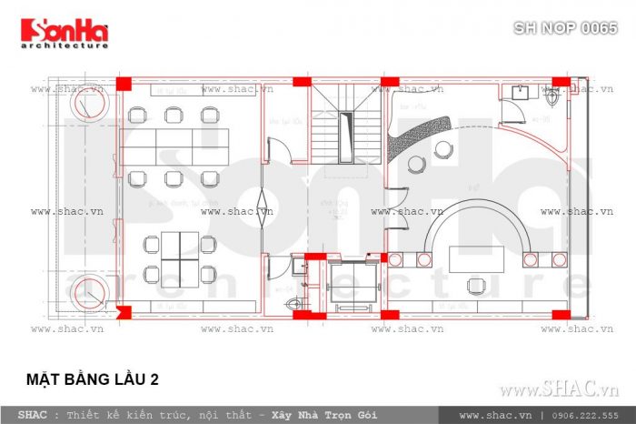 Bản vẽ mặt bằng công năng lầu 2 của nhà ống sh nop 0065