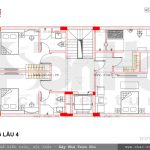 Bản vẽ mặt bằng công năng lầu 4 của nhà ống