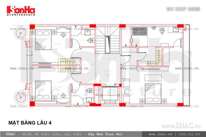 Bản vẽ mặt bằng công năng lầu 4 của nhà ống