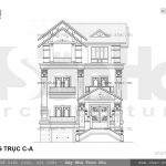Bản vẽ mặt đứng của biệt thự 3 tầng