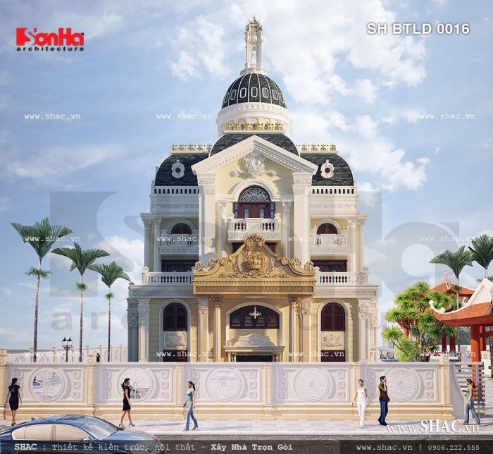 Bên ngoài biệt thự lâu đài