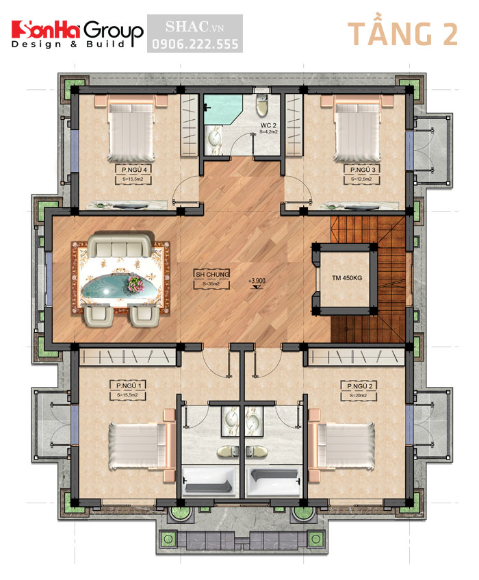 11 Mẫu Biệt Thự 3 Tầng 4 Phòng Ngủ Yêu Thích Nhất Hiện Nay 33 biệt thự 3 tầng 4 phòng ngủ