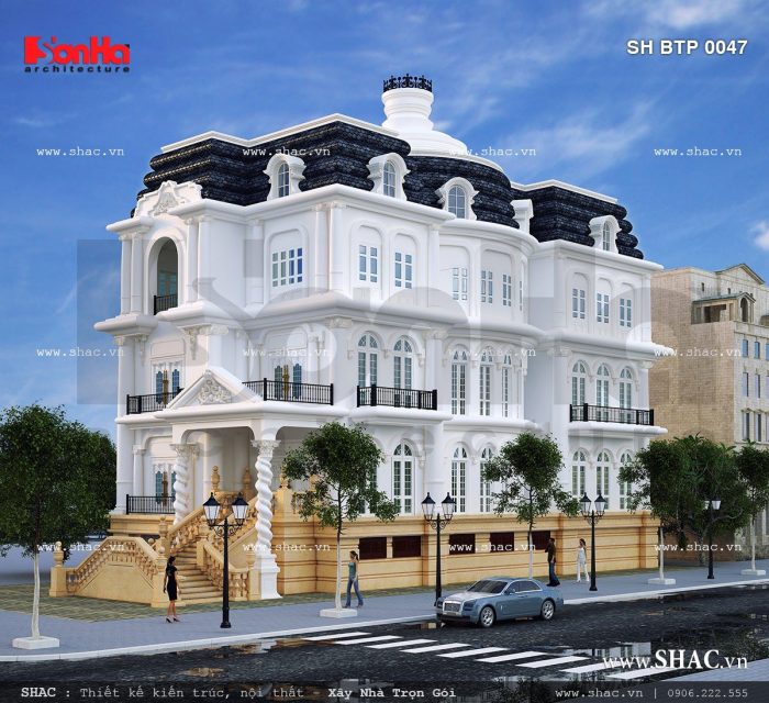 Biệt thự pháp 3 tầng màu trắng