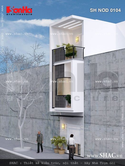 Kiến trúc nhà phố 3 tầng có mặt tiền nhỏ