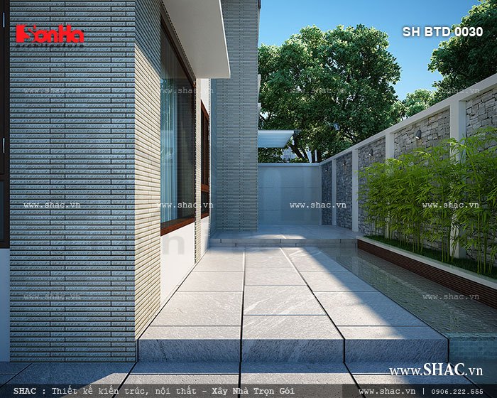 Lối đi xung quanh biệt thự Kiến trúc biệt thự mini 2 tầng đẹp Lối đi xung quanh biệt thự Kiến trúc biệt thự mini 2 tầng đẹp