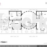 Bản vẽ mặt bằng tầng 1 của biệt thự Pháp