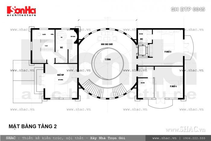 Bàn vẽ mặt bằng tầng 2 biệt thự