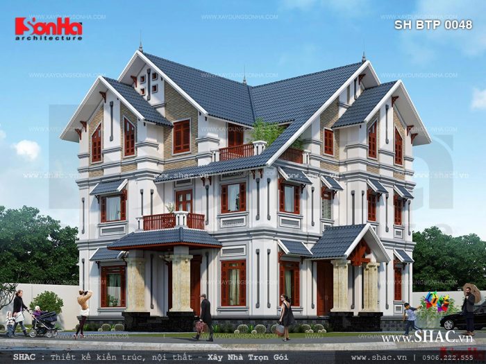 Mẫu biệt thự 3 tầng kiến trúc pháp nhẹ nhàng