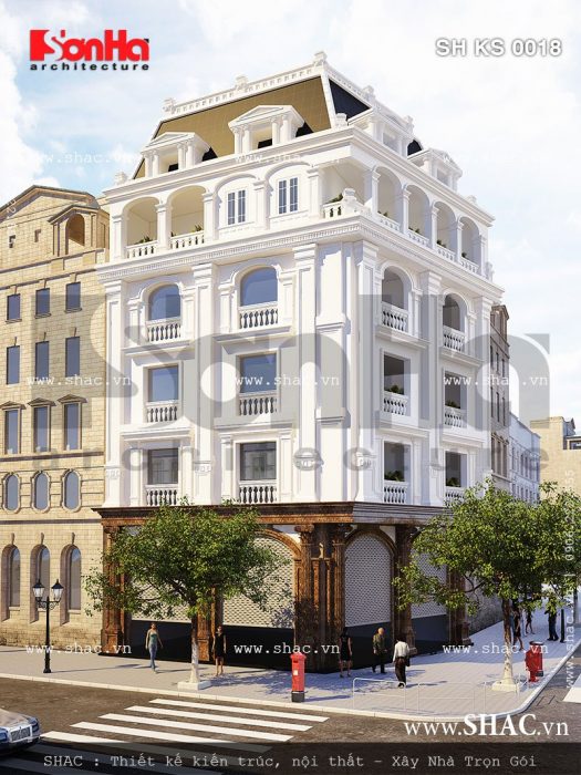 Mẫu khách sạn 5 tầng kiểu Pháp đẹp