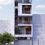 Nhà ống 5 tầng hiện đại có mái chéo