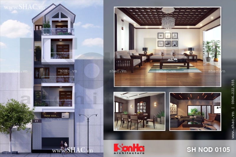 nhà ống 5 tầng mặt tiền 6m