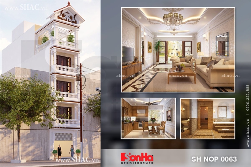 Nhà phố 5 tầng kiến trúc pháp mặt tiền 4m50