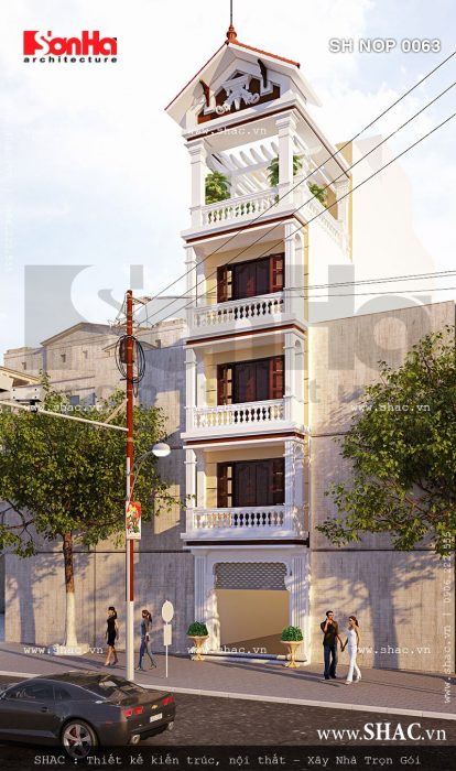 Nhà phố 5 tầng kiến trúc Pháp