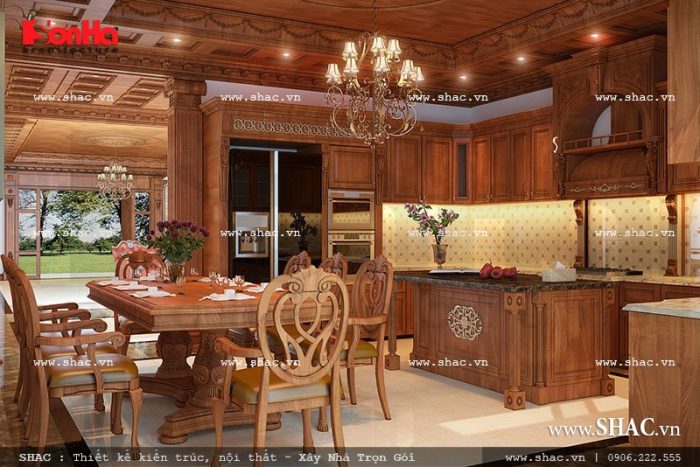 Nội thất gỗ phòng ăn sang trọng