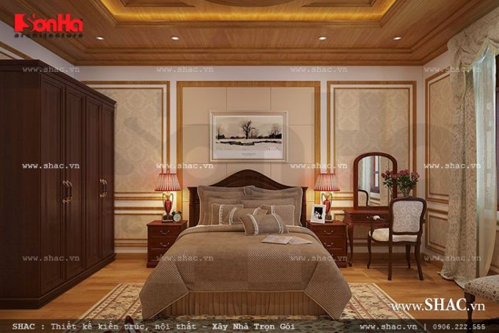 Phòng ngủ chính phong cách Pháp nhẹ nhàng