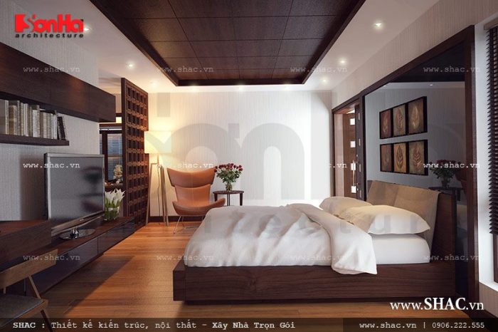 Thiết kế phòng ngủ lãng mạn cho nhà ống