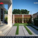 Sân trước của biệt thự mini 2 tầng