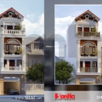 Bản thiết kế nhà phố 4 tầng với 2 phương án kiến trúc