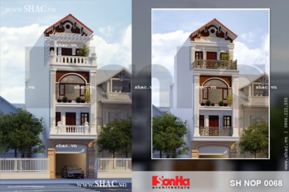 Bản thiết kế nhà phố 4 tầng với 2 phương án kiến trúc