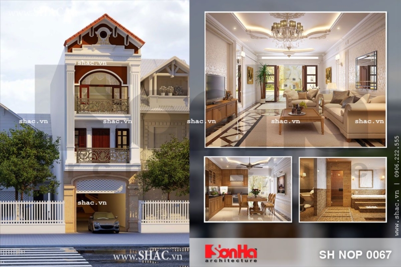 Nhà phố 3 tầng mặt tiền 5m kiểu pháp đẹp