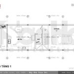 Bản vẽ mặt bằng tầng 1 của nhà phố kiểu pháp