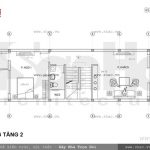 Bản vẽ mặt bằng tầng 2 của nhà phố kiểu pháp
