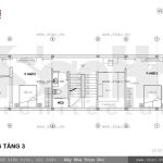Bản vẽ mặt bằng tầng 3 của nhà phố kiểu pháp