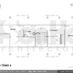 Bản vẽ mặt bằng tầng 4 của nhà phố kiểu pháp