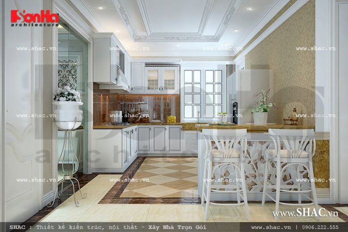 Khu nhà bếp với nội thất tiện nghi