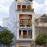 Kiến trúc nhà phố 4 tầng ngói đỏ