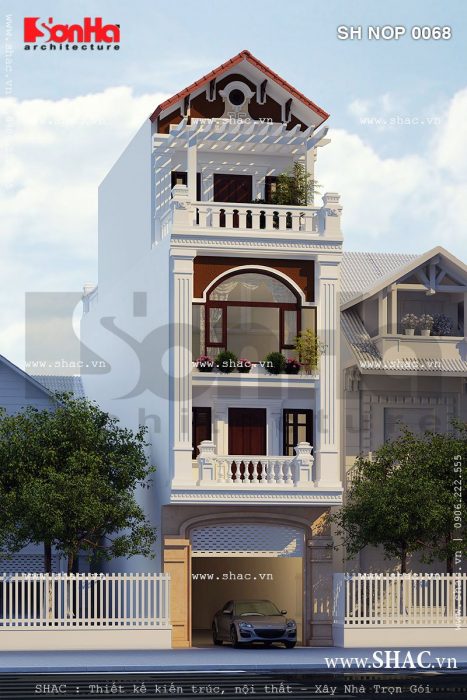 Nhà phố 4 tầng mặt tiền kiến trúc Pháp