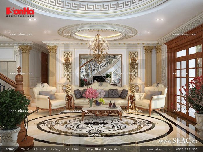 Phòng khách pháp sang trọng và uy quyền