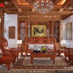 Phòng khách với nội thất gỗ đẳng cấp